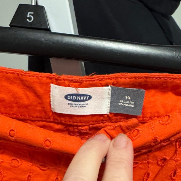 Vibrant Orange Eyelet Women Shorts - Picture 2 of 2